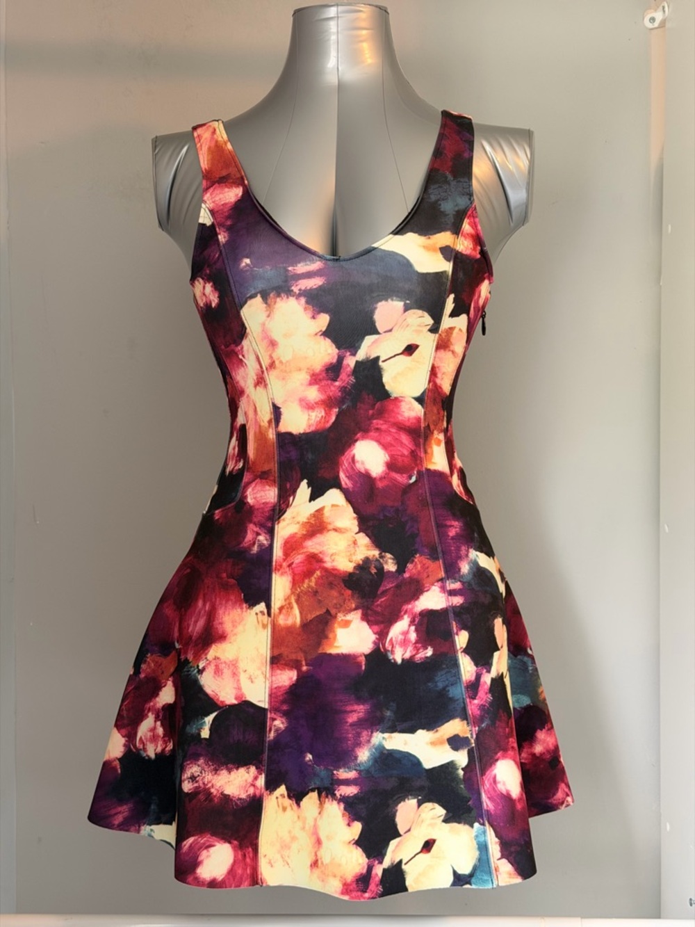 Abercrombie & Fitch Floral Mini Dress in Berry, Cream & Navy